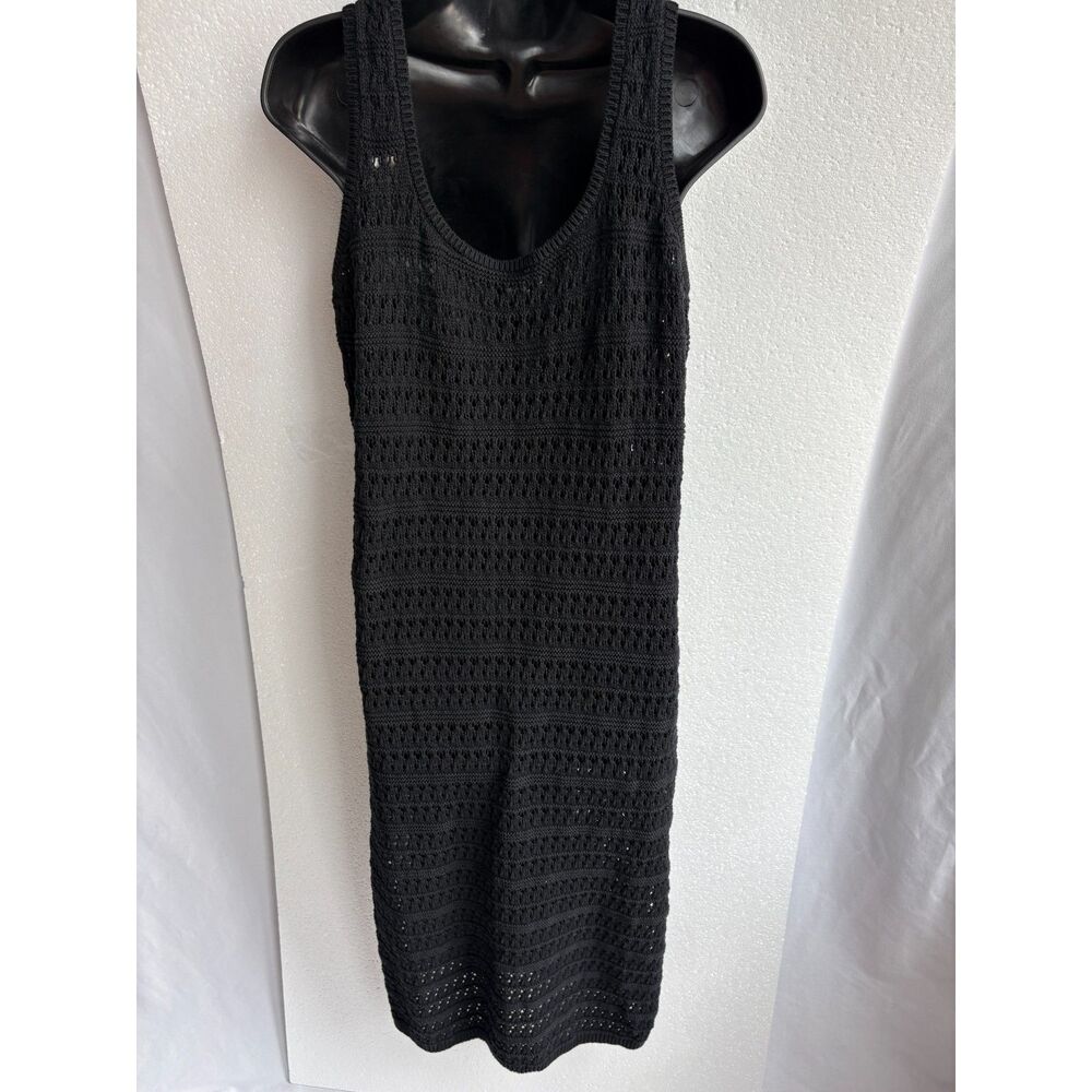 Old Navy Cotton Fitted Sleeveless Crochet Swim Cover Up Midi Dress Black Size M - Picture 6 of 12